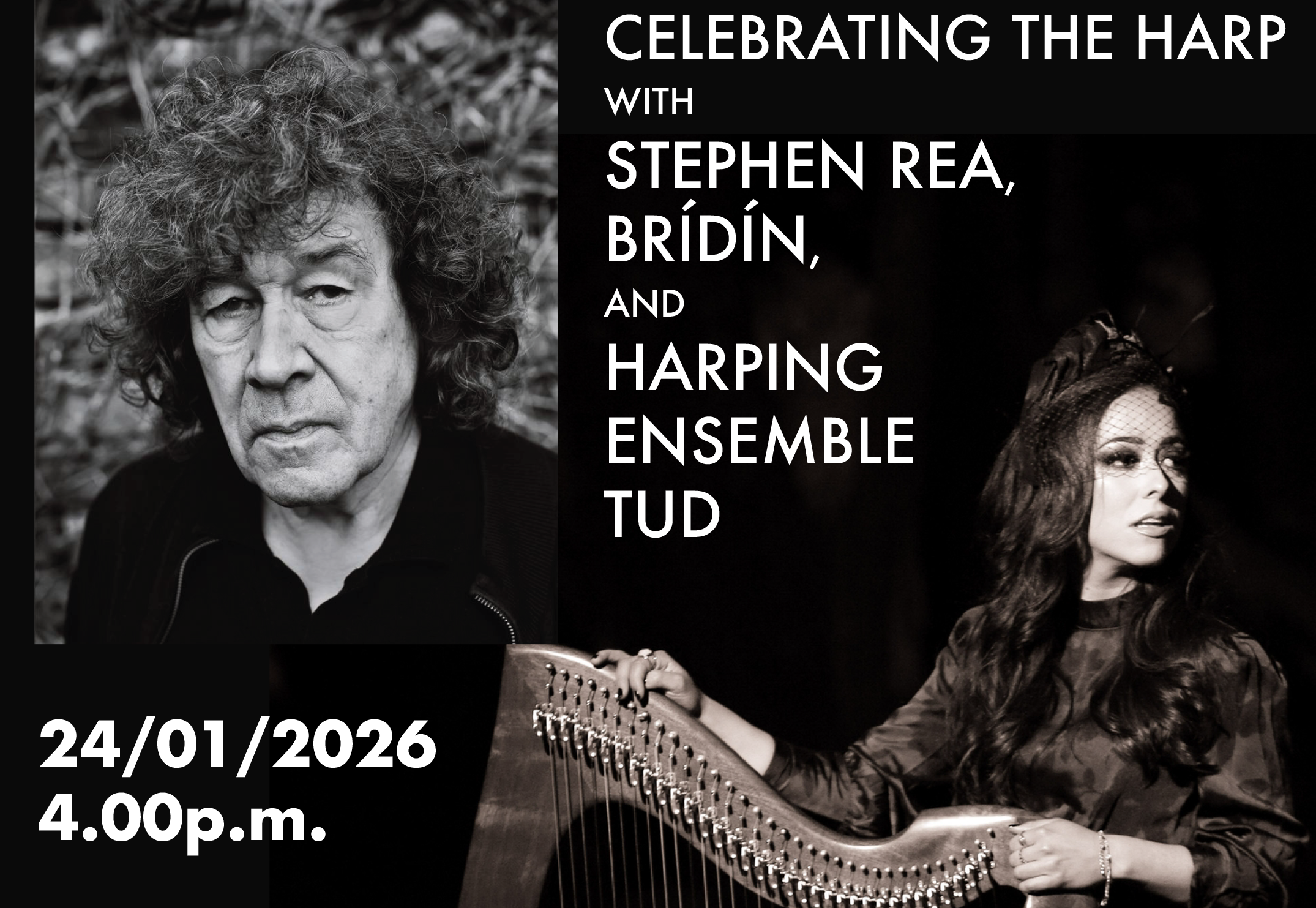 TRADFEST 2026 - Celebrating the Harp with Stephen Rea Brídín & TUD Harps - Satharn 24-01-2026